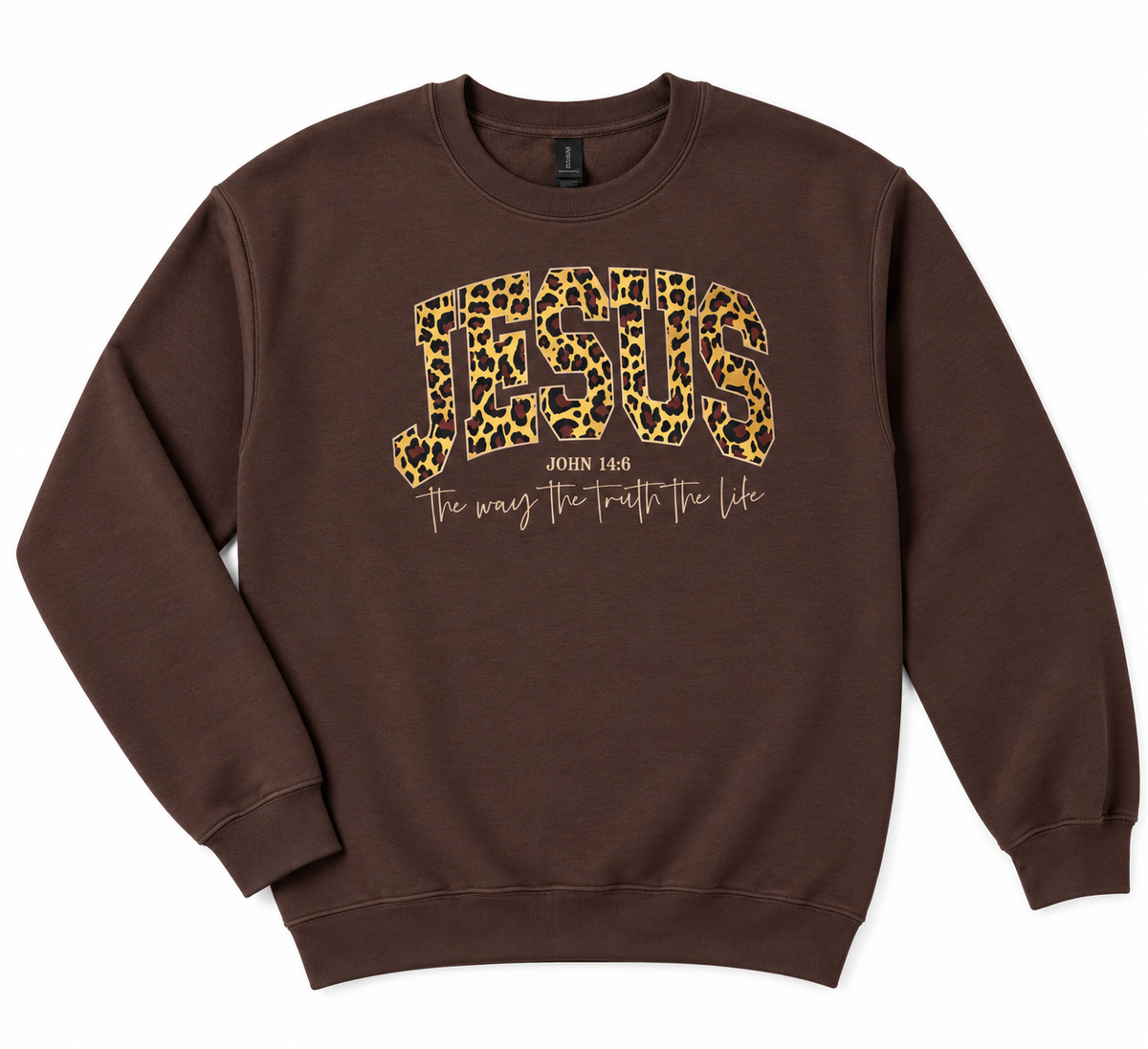 Brown leopard Jesus is the way sweater